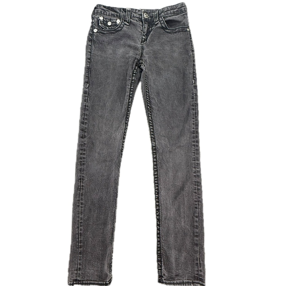 True Religion Skinny Jeans Women 14 Black Big T Horseshoe Flap Pocket TR744JN80
